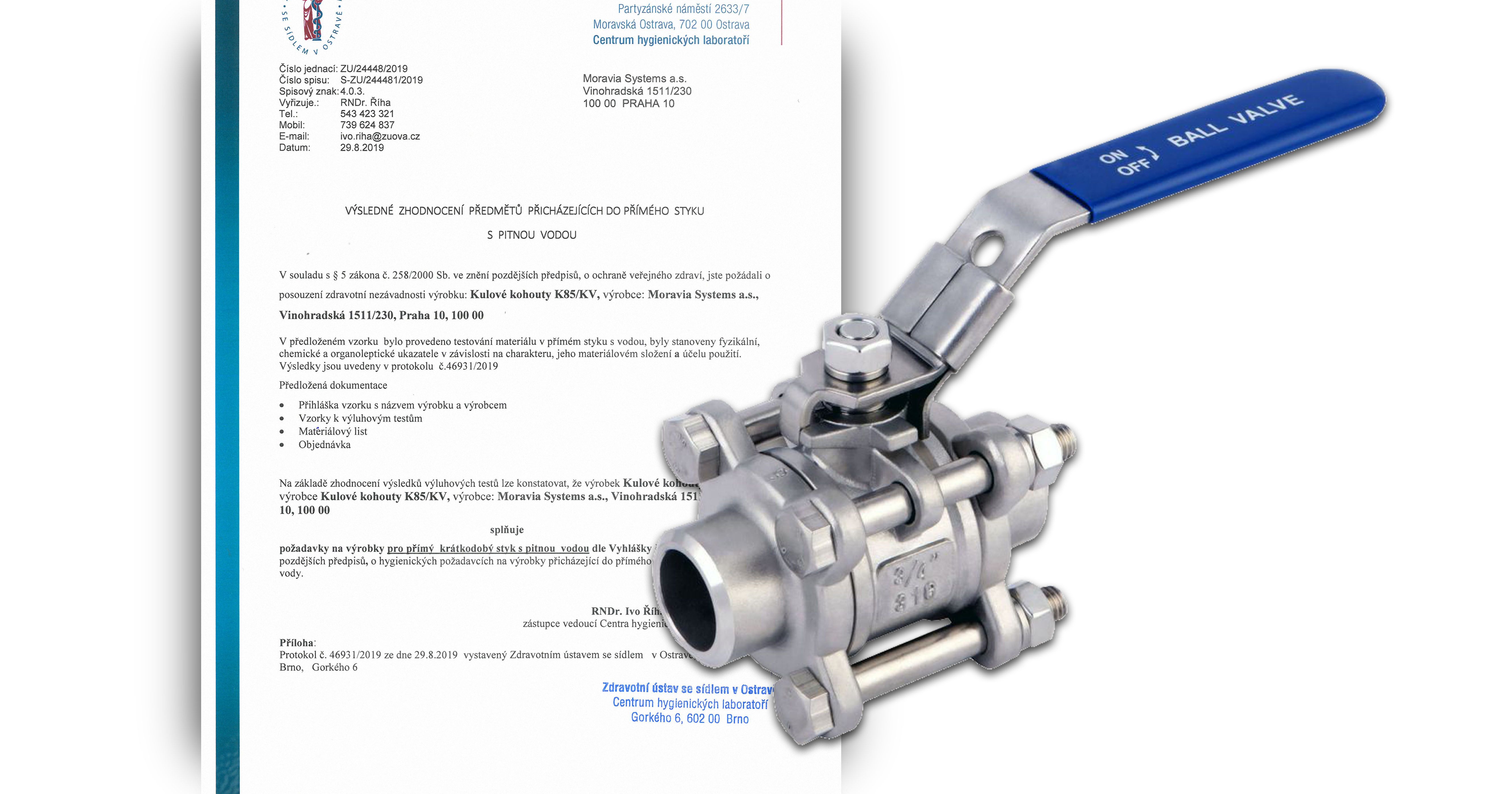 Approval of stainless steel ball valves K85 for drinking water use